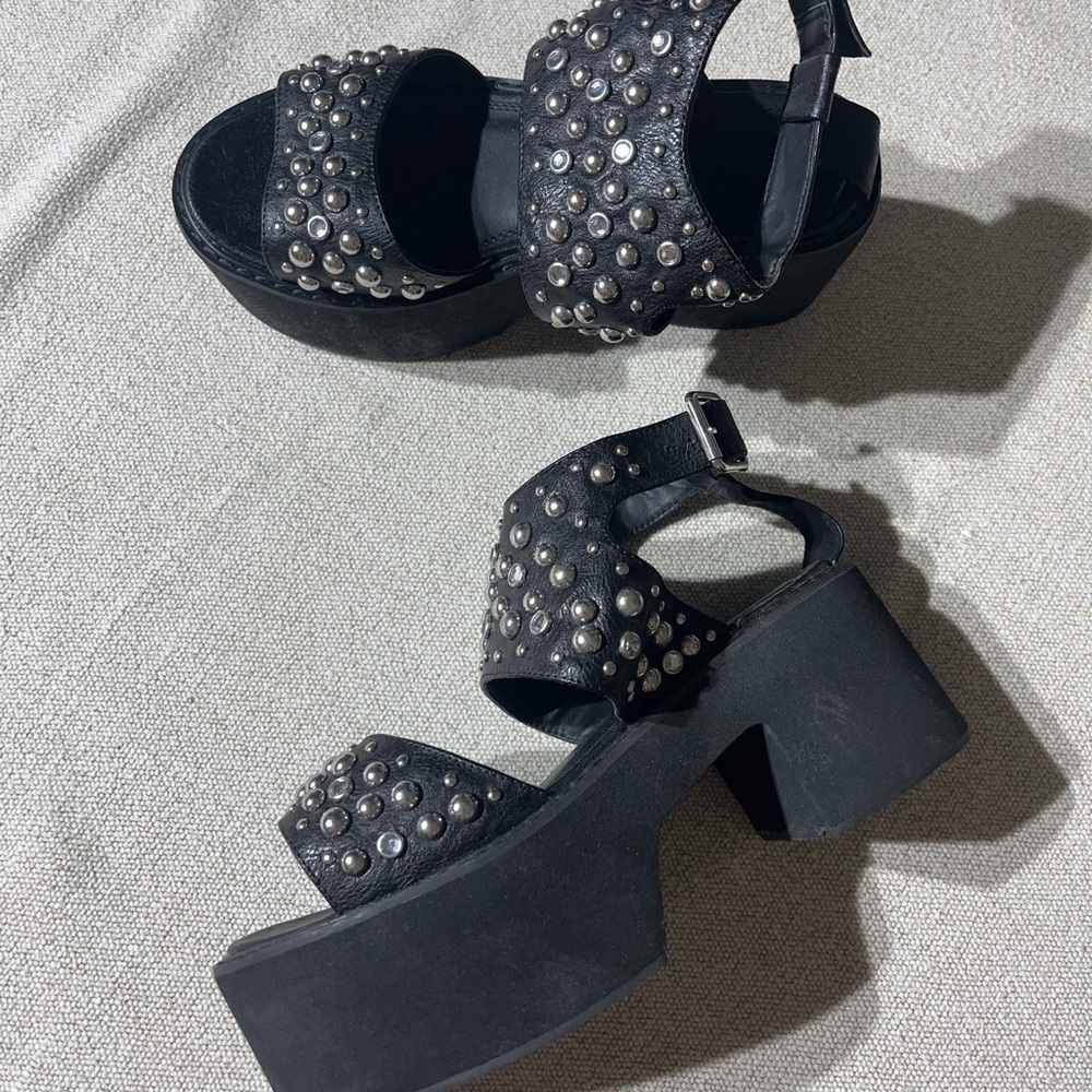 ASOS Black Platform Sandals with Silver Studs
